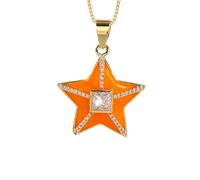GGYTMQL Drop Oil Colorful Enamel Star Shape Pendant Charms Jewelry Color Chain Necklace Best Party