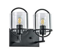 GGYTMQL e26 Modern Iron + Glass Wall Sconce, Metal Wall Light, Creative Bedside Wall Mounted lamp, Indoor Decorative Lighting Fixture, for Bedroom Bathroom Living Room Hallway Hotel Lamps
