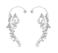 GGYTMQL Earrings and Studs Women's Ear Cuff Without Piercing Korean Elf Butterfly Clip Earrings Elegant Shiny Crystal Ear Clip Wedding Jewelry Fashion Gift