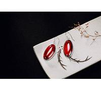 GGYTMQL Earrings for Women, Chinese Eardrop Earrings S Chalcedony Agate Simple Retro Matching All Female Earrings Yellow Chalcedony