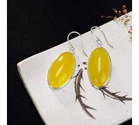 GGYTMQL Earrings for Women, Chinese Eardrop Earrings S Chalcedony Agate Simple Retro Matching All Female Earrings Yellow Chalcedony