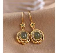 GGYTMQL Earrings for Women, Chinese Eardrop Earrings S Classic Plated Nephrite White Jade Sapphire Plum Blossom Sapphire Earrings