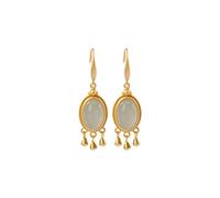 GGYTMQL Earrings for Women, Chinese Style Eardrop Earrings S Plated Natural Nephrite Sapphire Personality Classic Tassel Lightweight Luxury EarringsA