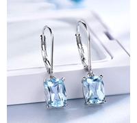 GGYTMQL Earrings for Women, Chinese Style Eardrop Earrings S925 Natural Blue Topaz Earring Simple Women's Earrings Pure Earrings Fashion Temperament JewelryC