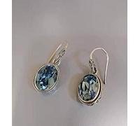 GGYTMQL Earrings for Women, Chinese Style Eardrop Earrings S925 Vintage Faceted Crystal Earrings in blue