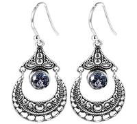 GGYTMQL Earrings for Women, Earring S Retro Court Gemstone Fishtail Earrings Flower Basket Hollow earring