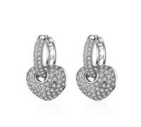 GGYTMQL Earrings for Women, Earrings Korean Version Of Luxury Diamond Full Of Temperament Heart-shaped Earrings Peach Heart Dual-use Earrings, Tray,