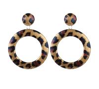 GGYTMQL Earrings for Women, Hole Earring Set Pu Leather Earrings Trend Exaggerated Large Round Leopard Print Earrings Dangle Earrings for Women