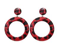 GGYTMQL Earrings for Women, Hole Earring Set Pu Leather Earrings Trend Exaggerated Large Round Leopard Print Earrings Dangle Earrings for Women