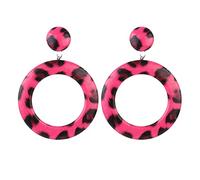 GGYTMQL Earrings for Women, Hole Earring Set Pu Leather Earrings Trend Exaggerated Large Round Leopard Print Earrings Dangle Earrings for Women