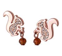 GGYTMQL Earrings for Women, S925 Earrings Female Korean Fashion Diamond Small Squirrel Earrings Personality Fashion Pink Mouser