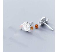 GGYTMQL Earrings for Women, S925 Earrings Female Korean Fashion Diamond Small Squirrel Earrings Personality Fashion Pink Mouser