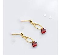 GGYTMQL Earrings for Women, S925 Earrings Female Korean Fashion Hollow Oval Earrings Temperament Red Diamond Heart-shaped Female