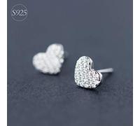 GGYTMQL Earrings for Women, S925 Earrings Female Korean Fashion Studded Diamond Love Earrings Sweet Heart-shaped Earrings FemaleOne pair