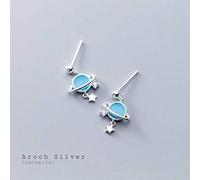 GGYTMQL Earrings for Women, S925 Earrings Female Korean Personality Planet Star Tassel Earrings Fashion Short EarringsOne Pair