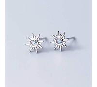 GGYTMQL Earrings for Women, S925 Earrings Female Korean Style Art Blue Diamond Hollow Round Sun Earrings Cute