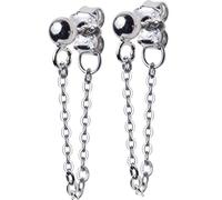 GGYTMQL Earrings for Women, S925 Earrings Female Korean Style Simple Light Pearl Back Hanging Ear Chain Temperament Cap Girlblack