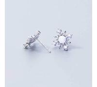 GGYTMQL Earrings for Women, S925 Earrings Female Korean Style Sweet Diamond Opal Snowflake Earrings Cute Female Temperament