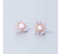 GGYTMQL Earrings for Women, S925 Earrings Female Korean Style Sweet Diamond Opal Snowflake Earrings Cute Female Temperament