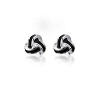 GGYTMQL Earrings for Women, S925 Earrings Women Korean Simple Hollow Triangle Knot Earrings Fashion Black One pair