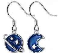 GGYTMQL Earrings for Women, S925 Earrings Women Korean Style Fashion Blue Moon Planet Short Earrings earring