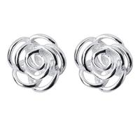 GGYTMQL Earrings for Women, S925 Flower Earrings Female Korean Style Simple Hollow Rose Flower Small Female TemperamentEarrings