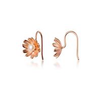 GGYTMQL Earrings for Women, S925 Sen Literary Style Daisy Flower Ear Hook Delicate Lady Small Pearl Earring Woman