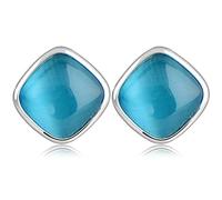 GGYTMQL Earrings for Women, Stud Earring Square Earring Lapis Lazuli Opal Synthetic Mini Female Stud Earring Giftwhite