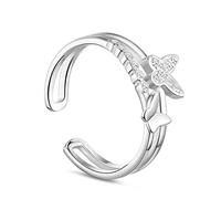 GGYTMQL EarWomen Ring Adjustable,Micro-Inlaid Butterfly Zircon Personality Novelty Opening Finger Ring For Wedding Valenmetale'S Day Birthday Party Jewelr