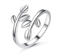GGYTMQL EarWomen Ring Adjustable,Personality Tender Leaves Olive Branch Novelty Opening Finger Ring for Wedding Valenmetale's Day Birthday Party Jewelry