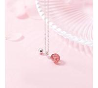 GGYTMQL Elegant 100% 925 Real Sterling Silver Women Necklace Sweet Strawberry Crystal Charm Pendant Jewelry