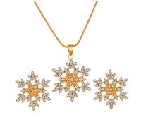 GGYTMQL Elegant Snowflake Necklace Earring Set Bridal Wedding Jewelry Sparkly Jewelry for Lady