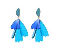 GGYTMQL Elegant Women Earring Studs Earring Drop Earrings Ear Line,Multi-Piece Acetate Plate Flower Earrings Blue, European and American Exaggerat