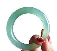 GGYTMQL Elegant Women's Classcial Jade Bangle Bracelet, Natural Blue Green Hand Jade Chain Bracelets, Handcrafted Girls' Jewelry with Box,58-60mm