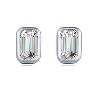 GGYTMQL Emerald Cut AAAAA Zirconia Stud Earrings for Women Wedding Fine Jewelry