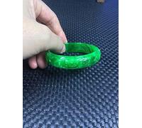 GGYTMQL Emerald Hand Carved Pattern Flower Bangle Jade Bangle Green Jade Bangles Women Emerald Bracelet (Gem Color : Inner diameter 59mm)