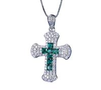 GGYTMQL emerald ruby sapphire cross pendant necklaces for women gemstone jewelry lady gift Made in China