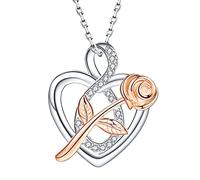 GGYTMQL Endless Love Pendant Chain Sparkling Infinity Heart Rose Necklace for Women Anniversary Jewelry