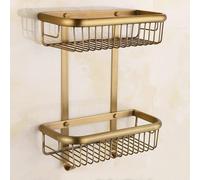 GGYTMQL Exquisite Bathroom Shelves Copper Bathroom Corner Shelf, Antique Brass Shampoo Soap Liquid Shower Rack, Rose Gold Cosmetics Storage Hoder, Wall Mounted (Color : Black)