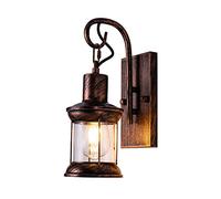 GGYTMQL Farmhouse Wall sconces Set of 1, Industrial Wall Light Fixture Iron + Glass Indoor Wall lamp with e27 Base Wall Mounted Lights for Bedroom Living Room Stairway Hallway Porch Wall Lantern