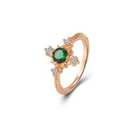 GGYTMQL Fashion 14K Rose Gold Natural Emerald Rings Simulation Diamond Cubic Zirconia Anniversary Promise Ring Eternity Engagement Wedding Band Ring for Women