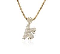 GGYTMQL Fashion Crown Teardrop Letters New Hip Hop 26 Pendant Necklace Real Plated Punk Jewellery