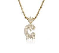 GGYTMQL Fashion Crown Teardrop Letters New Hip Hop 26 Pendant Necklace Real Plated Punk Jewellery