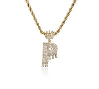 GGYTMQL Fashion Crown Teardrop Letters New Hip Hop 26 Pendant Necklace Real Plated Punk Jewellery