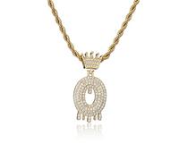 GGYTMQL Fashion Crown Teardrop Letters New Hip Hop 26 Pendant Necklace Real Plated Punk Jewellery