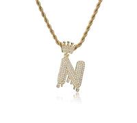 GGYTMQL Fashion Crown Teardrop Letters New Hip Hop 26 Pendant Necklace Real Plated Punk Jewellery