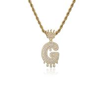GGYTMQL Fashion Crown Teardrop Letters New Hip Hop 26 Pendant Necklace Real Plated Punk Jewellery