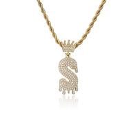 GGYTMQL Fashion Crown Teardrop Letters New Hip Hop 26 Pendant Necklace Real Plated Punk Jewellery