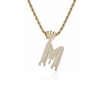 GGYTMQL Fashion Crown Teardrop Letters New Hip Hop 26 Pendant Necklace Real Plated Punk Jewellery