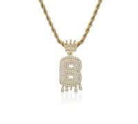 GGYTMQL Fashion Crown Teardrop Letters New Hip Hop 26 Pendant Necklace Real Plated Punk Jewellery